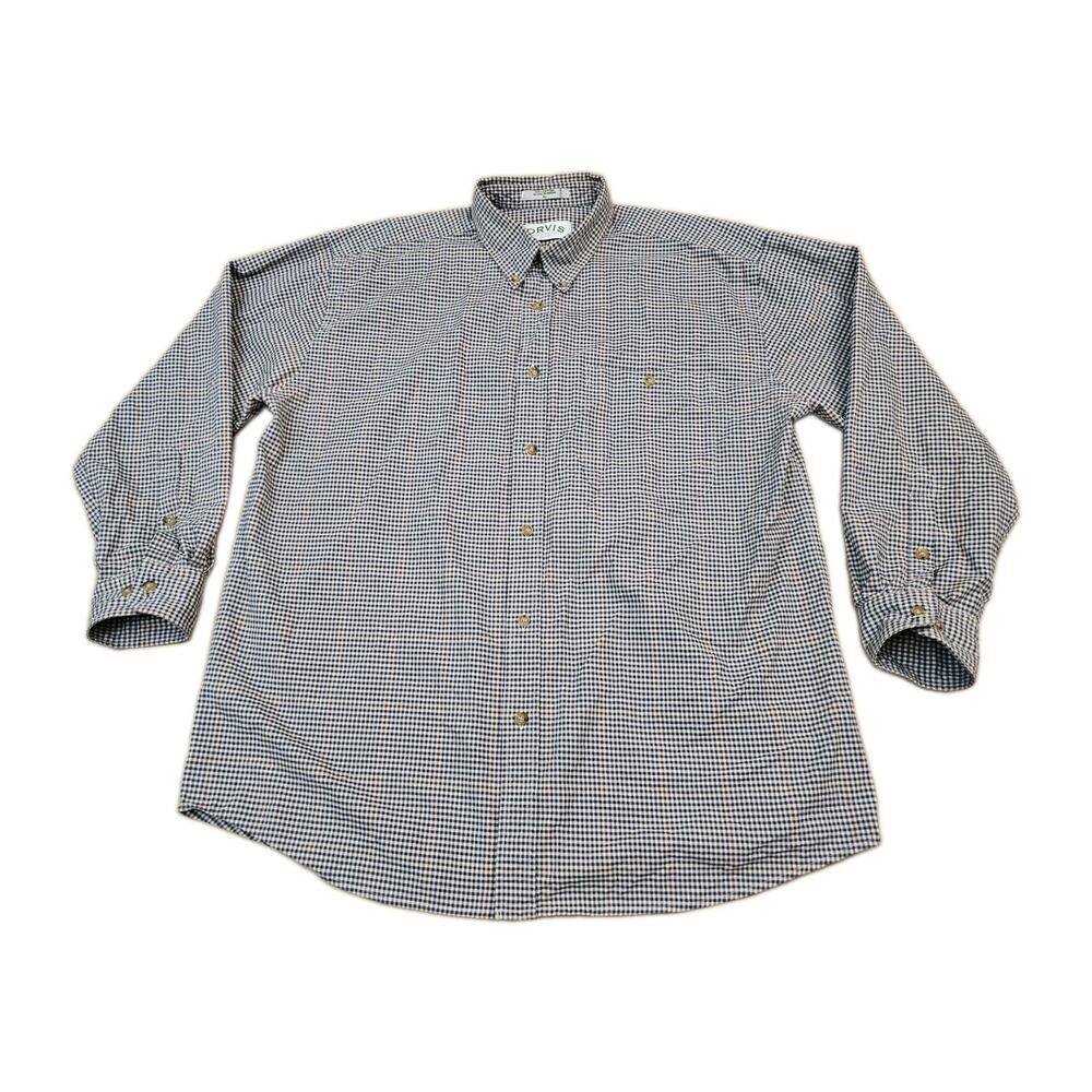 Vintage Orvis Shirt Mens XL Houndstooth Plaid Button Up Field Outdoor Casual
